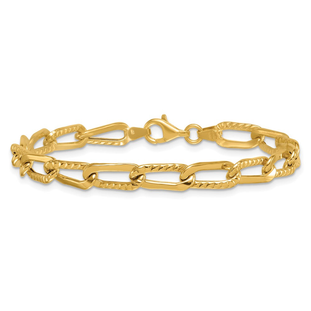 Polished and Textured Fancy Link Bracelet 7.5" - 5.5mm