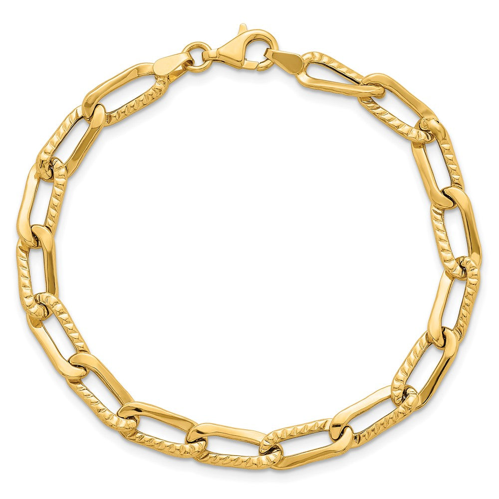 Polished and Textured Fancy Link Bracelet 7.5" - 5.5mm