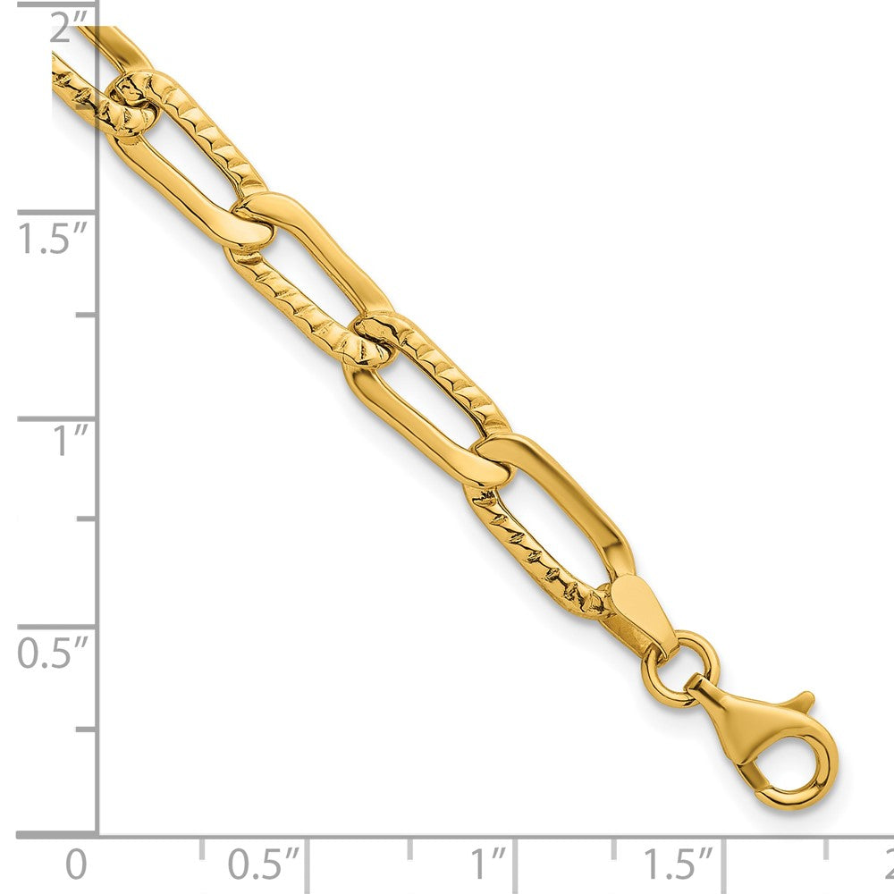Polished and Textured Fancy Link Bracelet 7.5" - 5.5mm