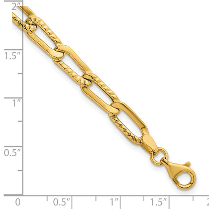 Polished and Textured Fancy Link Bracelet 7.5" - 5.5mm