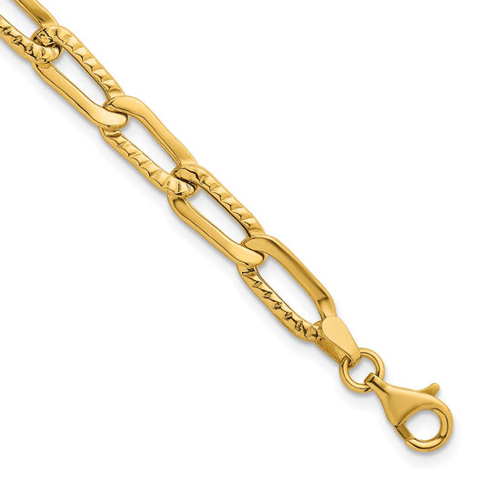 Polished and Textured Fancy Link Bracelet 7.5" - 5.5mm