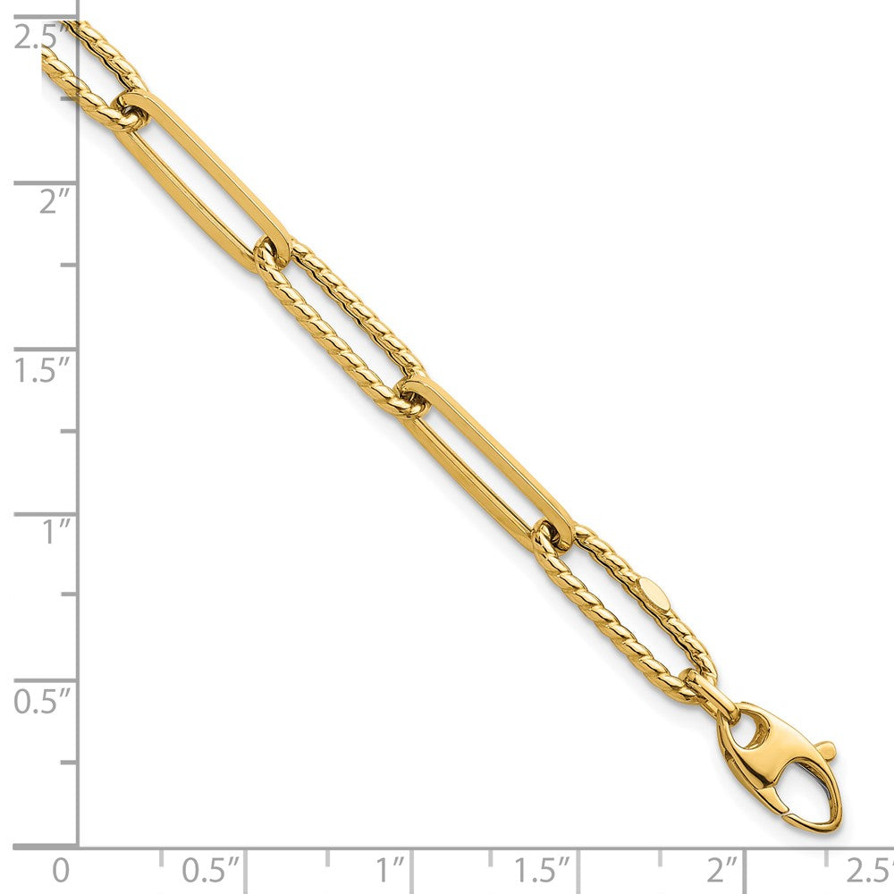 Polished and Textured Paperclip Link Bracelet 7.5"