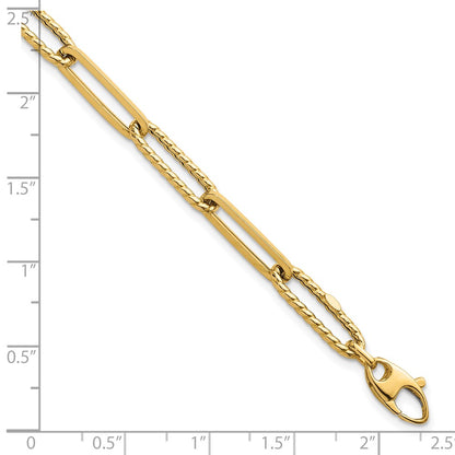 Polished and Textured Paperclip Link Bracelet 7.5"