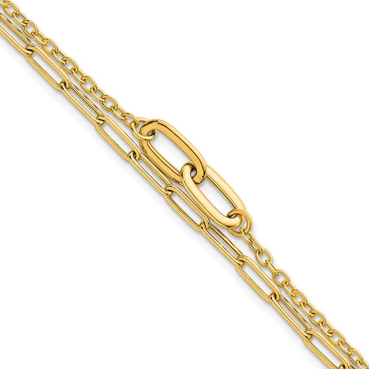 Polished Paperclip Double Strand Bracelet 7.5"