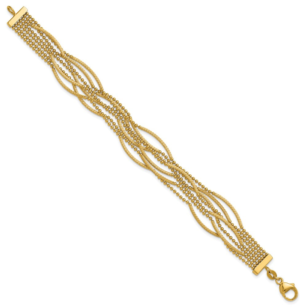 Polished and Textured Multi Strand Bracelet 7.25"
