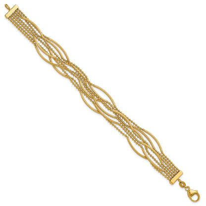 Polished and Textured Multi Strand Bracelet 7.25"