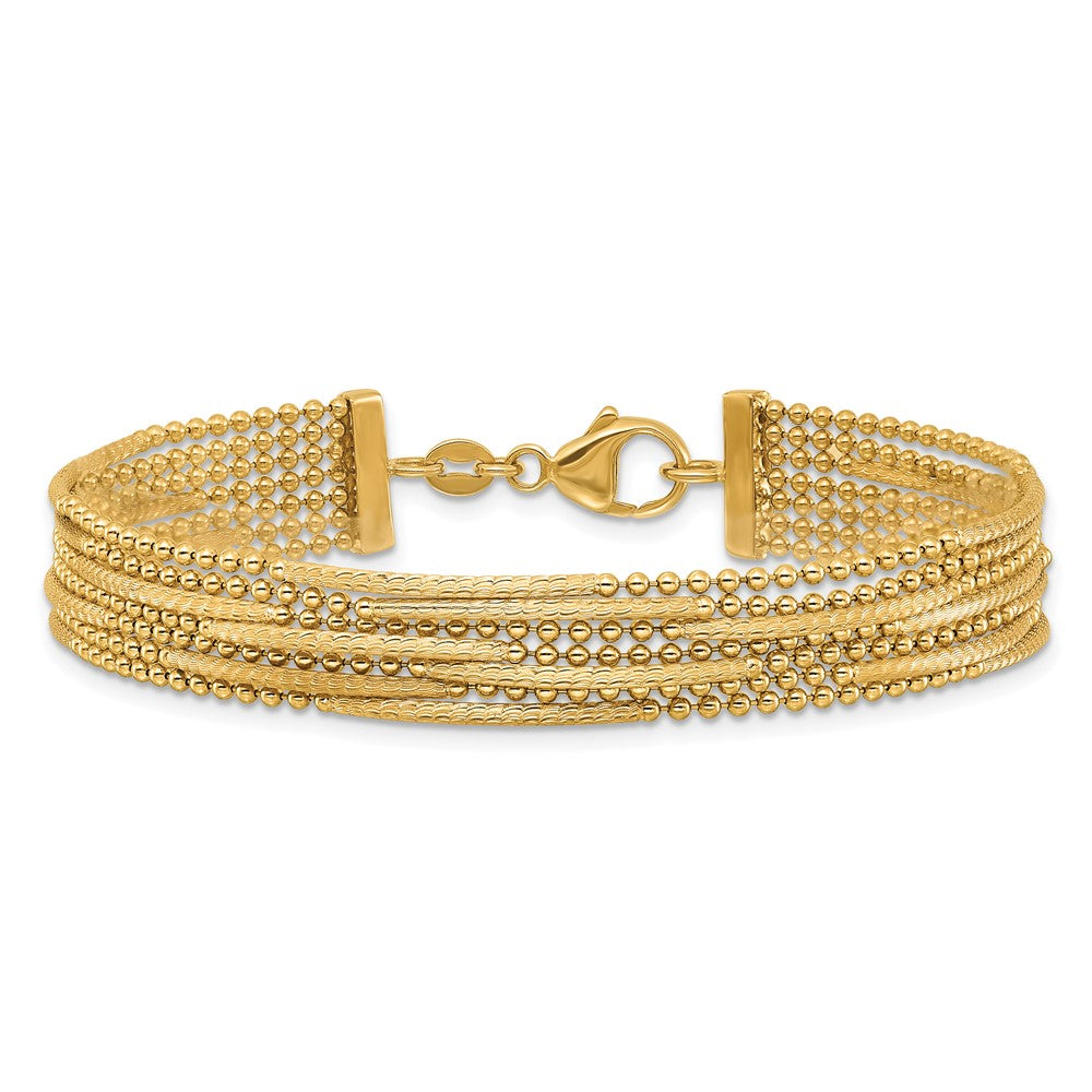 Polished and Textured Multi Strand Bracelet 7.25"