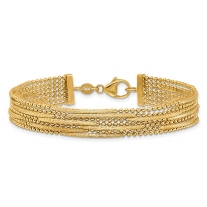 Polished and Textured Multi Strand Bracelet 7.25"