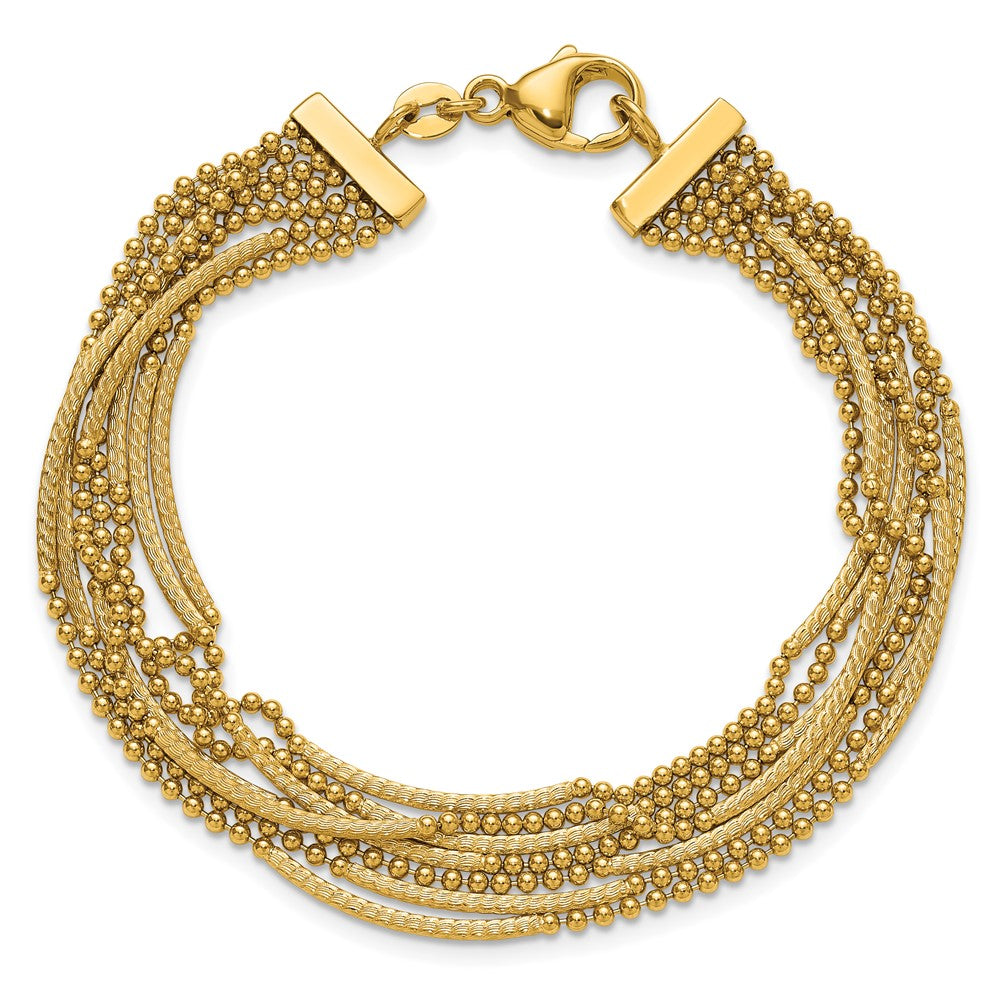 Polished and Textured Multi Strand Bracelet 7.25"
