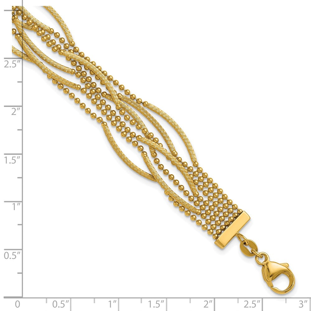 Polished and Textured Multi Strand Bracelet 7.25"
