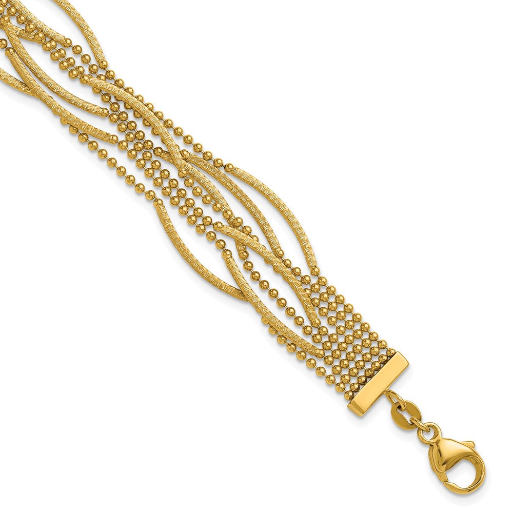 Polished and Textured Multi Strand Bracelet 7.25"