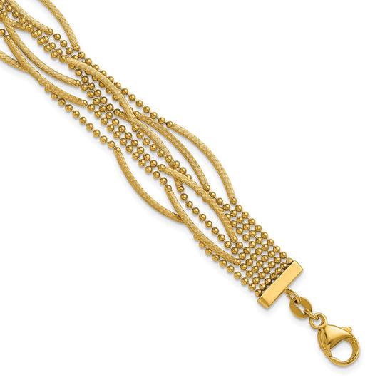 Polished and Textured Multi Strand Bracelet 7.25"