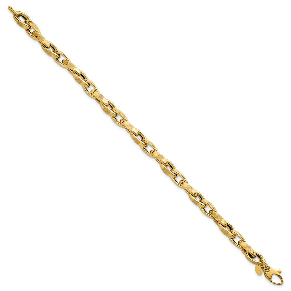Polished Fancy Textured Open Link Bracelet 7.5" - 5.7mm