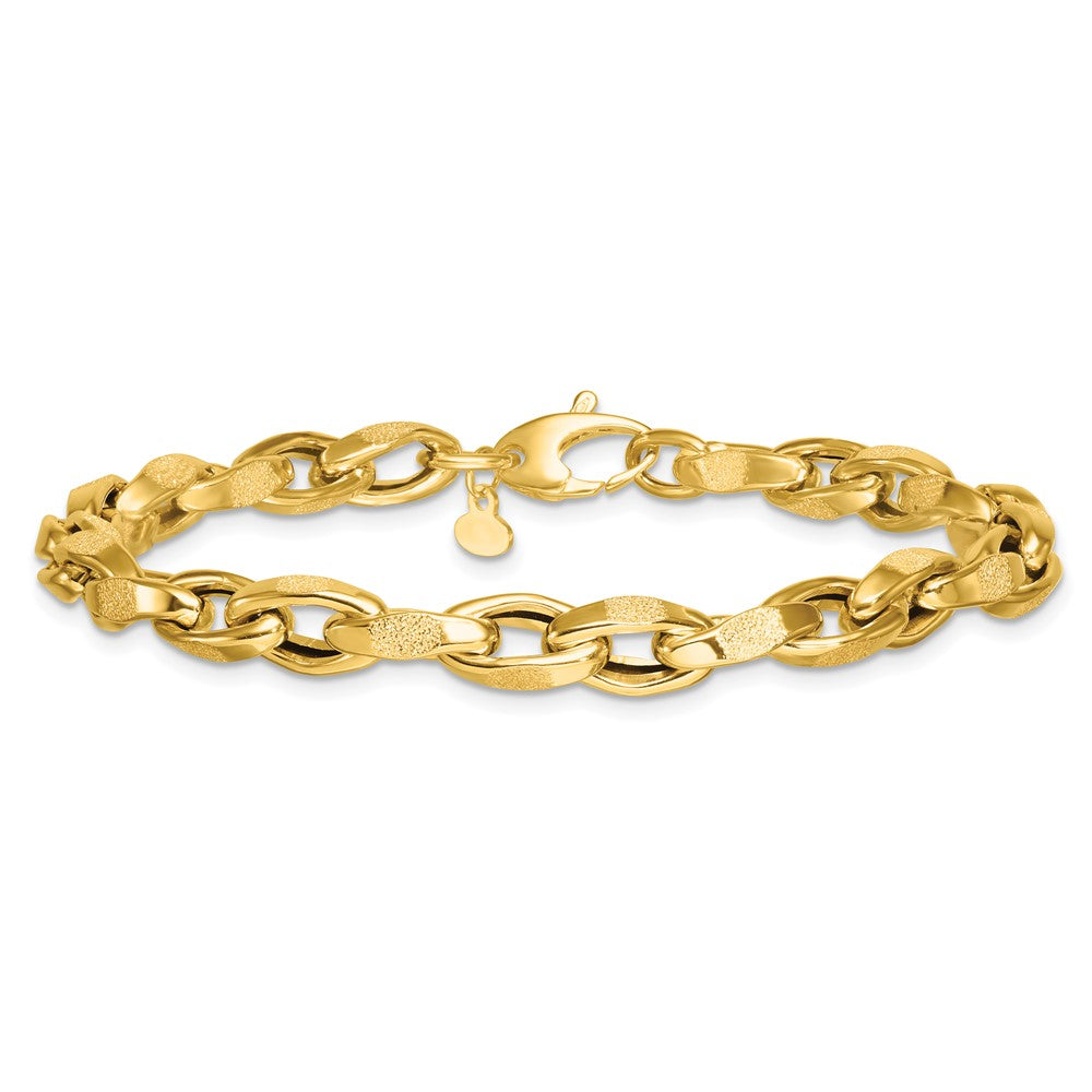 Polished Fancy Textured Open Link Bracelet 7.5" - 5.7mm