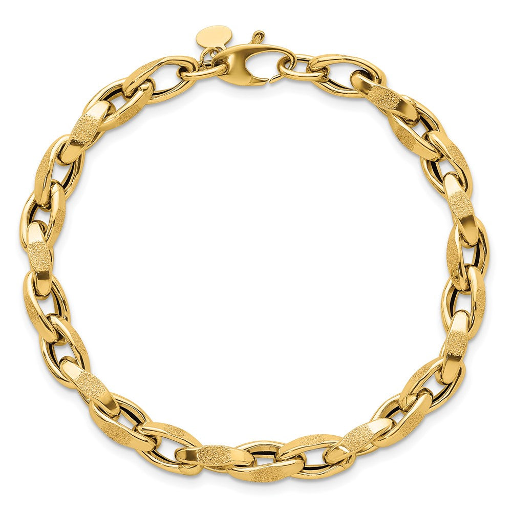Polished Fancy Textured Open Link Bracelet 7.5" - 5.7mm