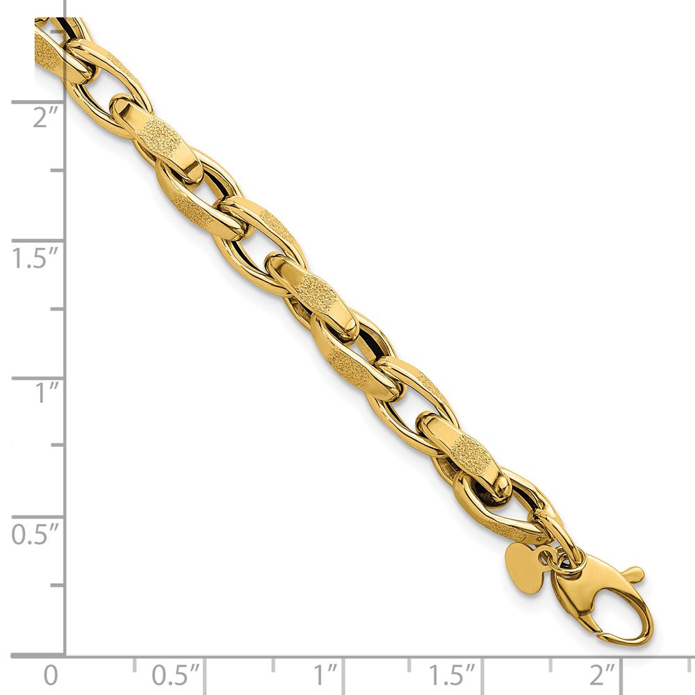 Polished Fancy Textured Open Link Bracelet 7.5" - 5.7mm