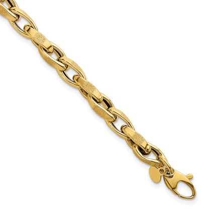 Polished Fancy Textured Open Link Bracelet 7.5" - 5.7mm