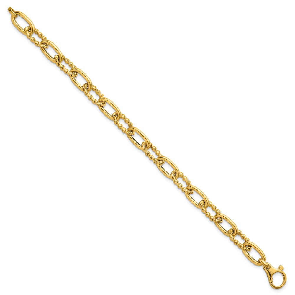Polished Fancy and Twist Link Bracelet 7.5"