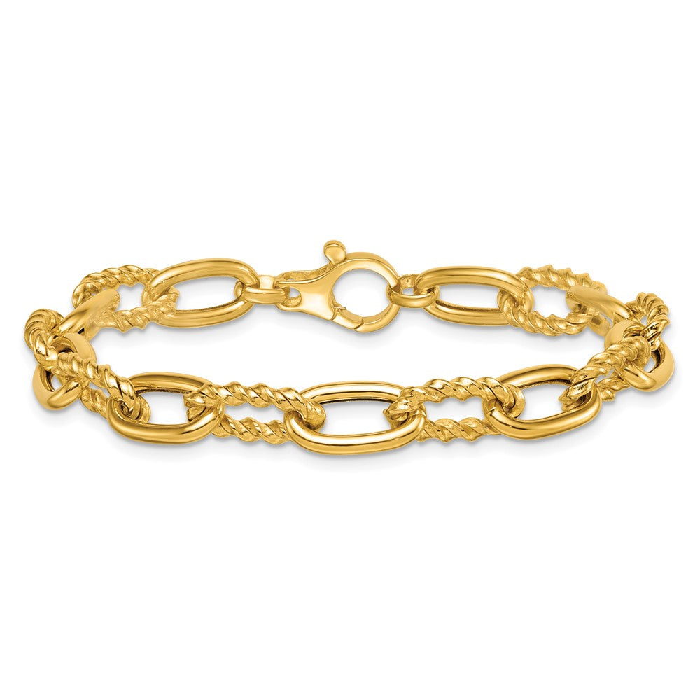 Polished Fancy and Twist Link Bracelet 7.5"