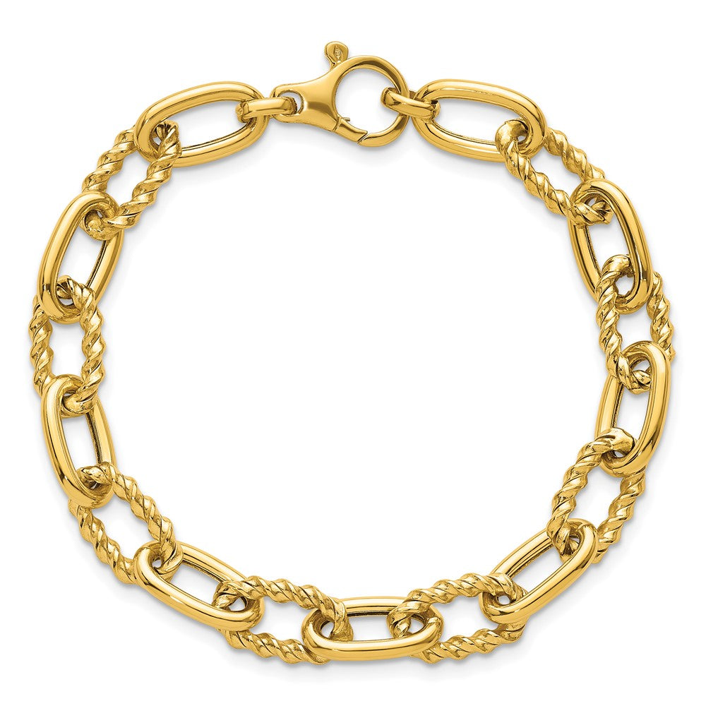 Polished Fancy and Twist Link Bracelet 7.5"