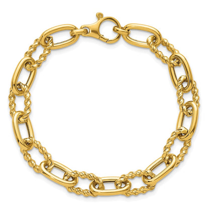 Polished Fancy and Twist Link Bracelet 7.5"