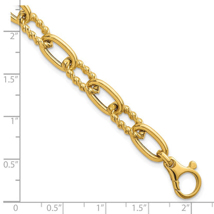 Polished Fancy and Twist Link Bracelet 7.5"