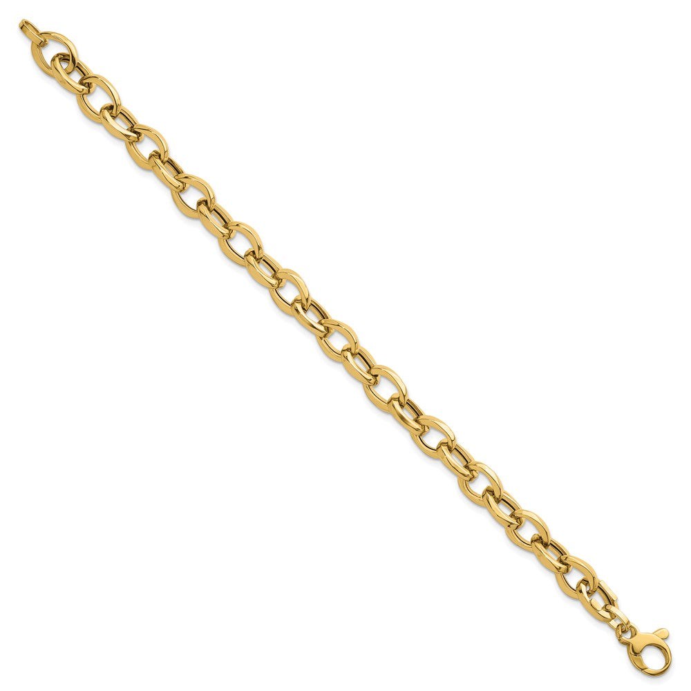 Polished Oval Link Bracelet 7.5" - Yellow Gold
