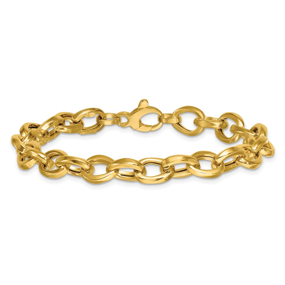 Polished Oval Link Bracelet 7.5" - Yellow Gold