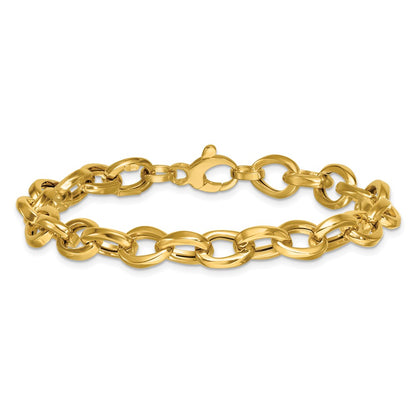 Polished Oval Link Bracelet 7.5" - Yellow Gold