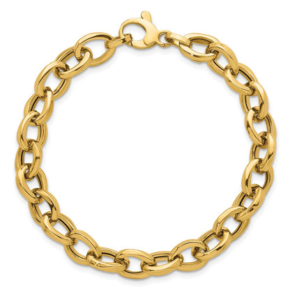 Polished Oval Link Bracelet 7.5" - Yellow Gold