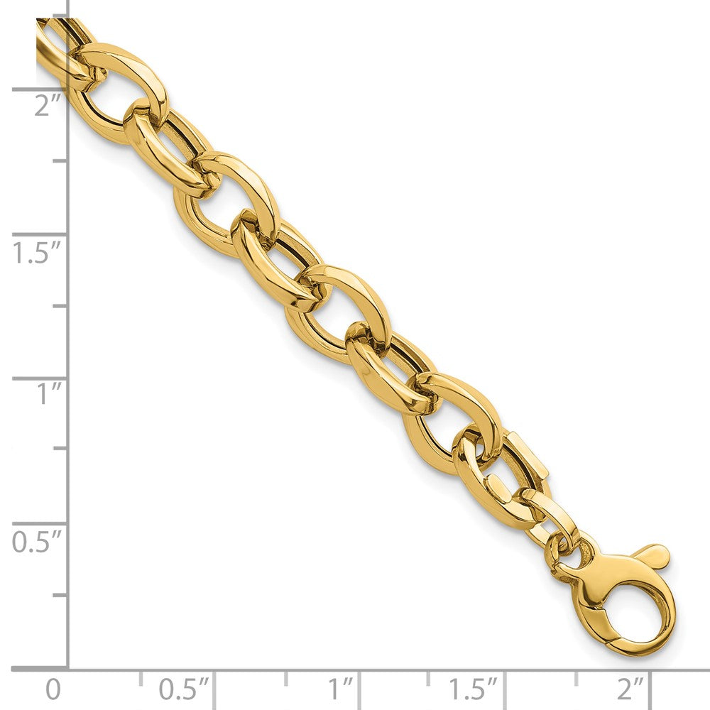 Polished Oval Link Bracelet 7.5" - Yellow Gold