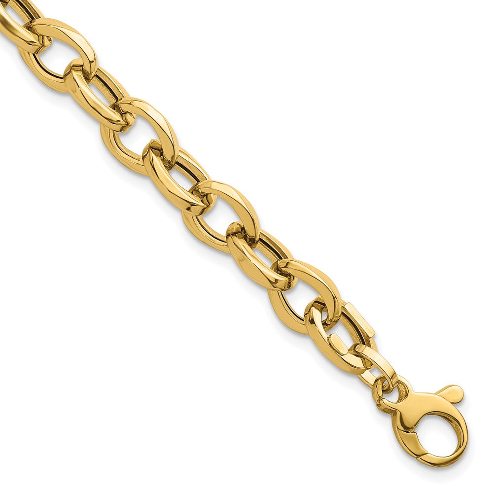 Polished Oval Link Bracelet 7.5" - Yellow Gold
