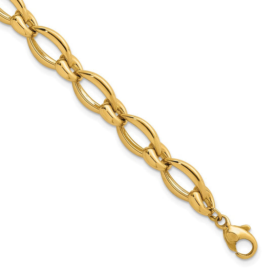 Polished Round Fancy Link 8.75mm Bracelet 7.5"