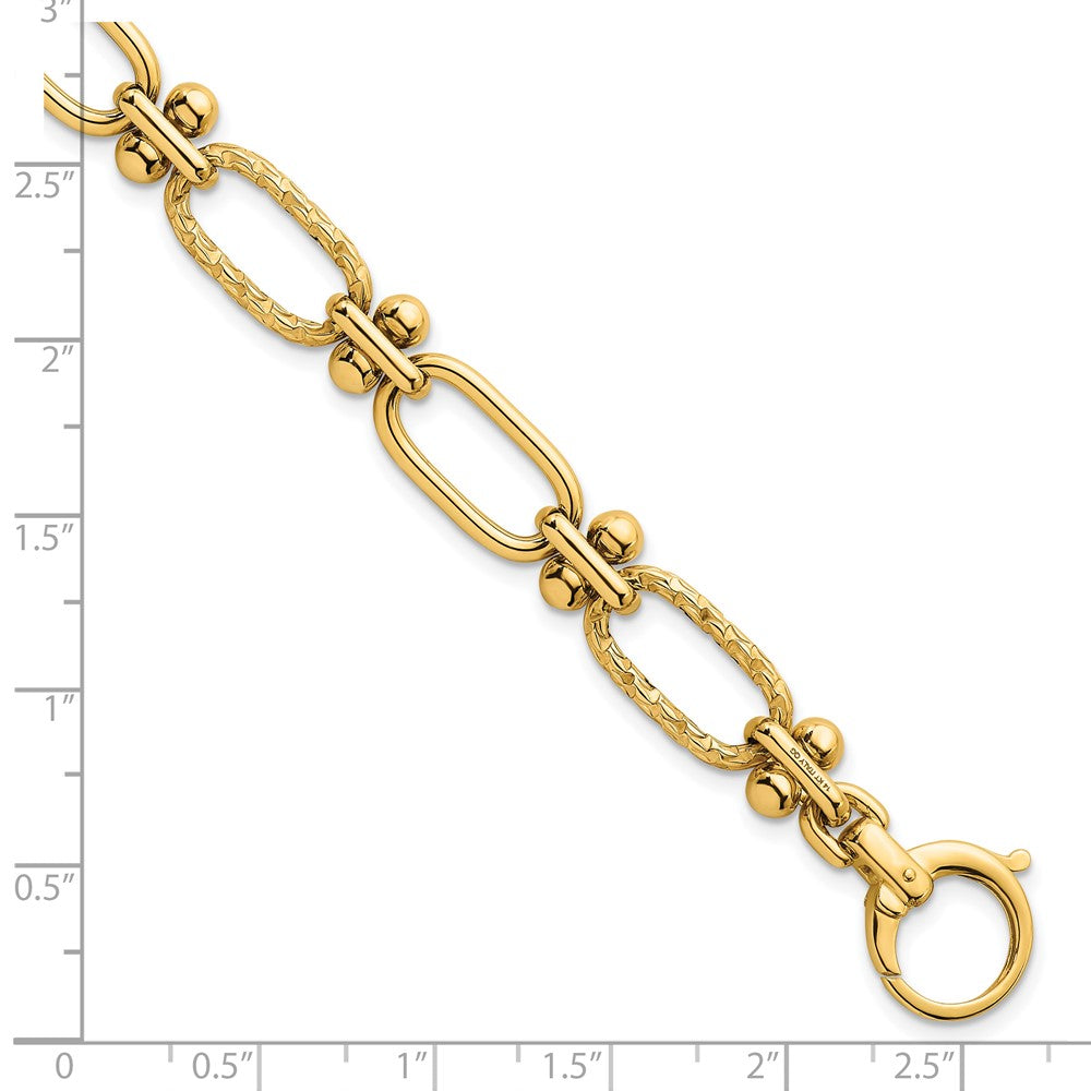 Polished Open Textured Fancy Link Bracelet 8"