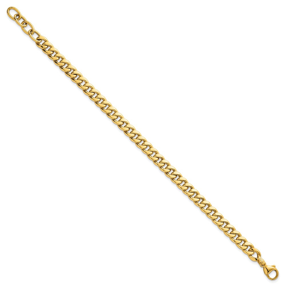 Polished Flat Curb Chain 6.5mm w/1in Ext. Bracelet