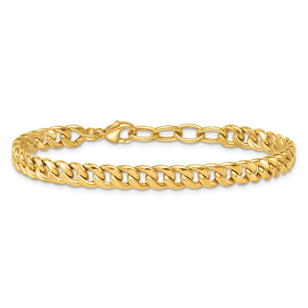 Polished Flat Curb Chain 6.5mm w/1in Ext. Bracelet