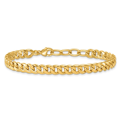 Polished Flat Curb Chain 6.5mm w/1in Ext. Bracelet