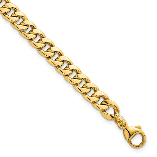 Polished Flat Curb Chain 6.5mm w/1in Ext. Bracelet