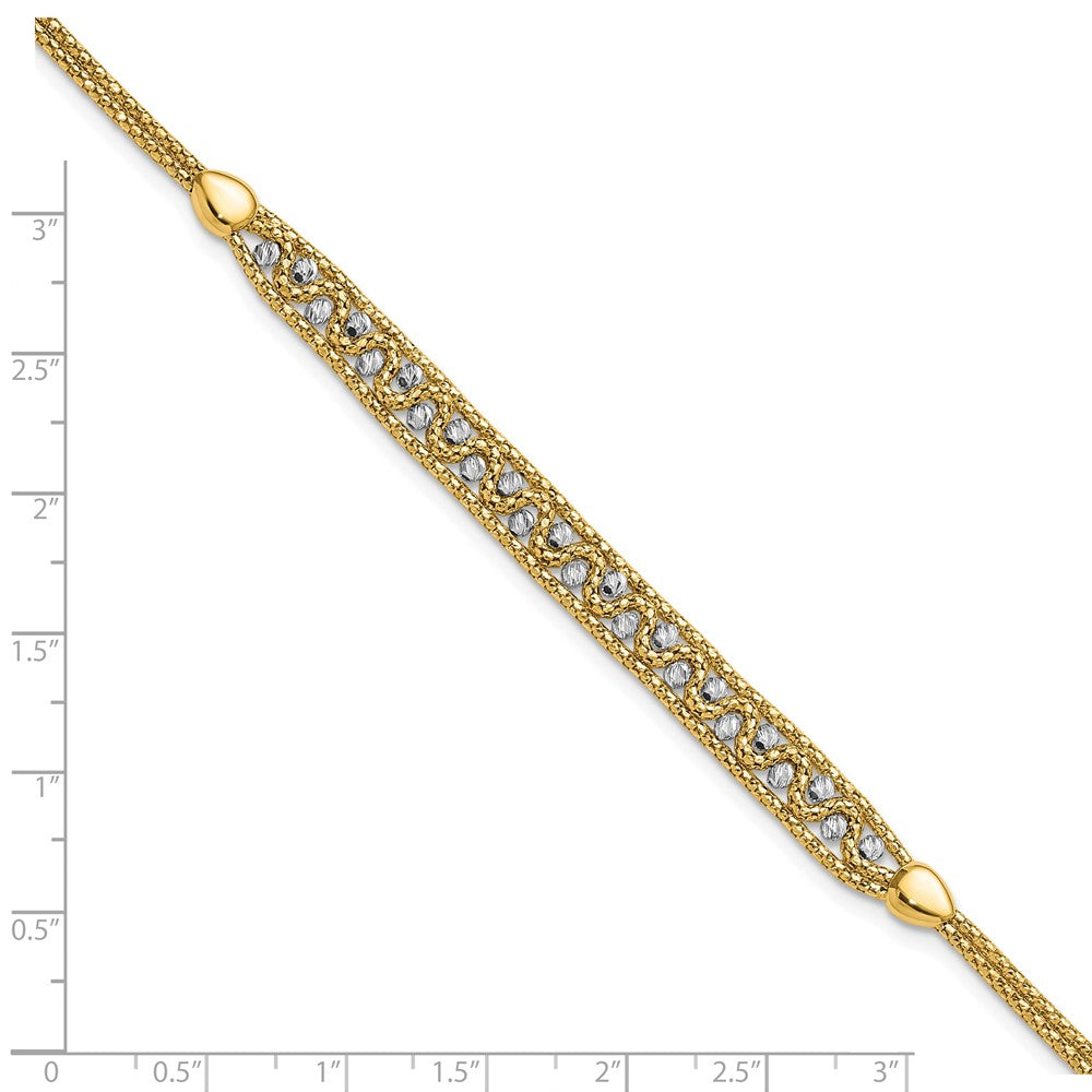 Textured and D/C Beaded w/1 inch ext Bracelet