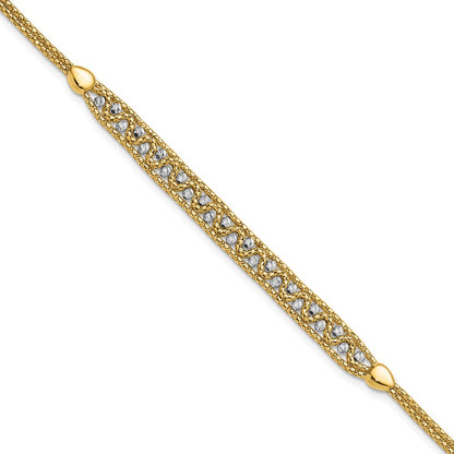 Textured and D/C Beaded w/1 inch ext Bracelet