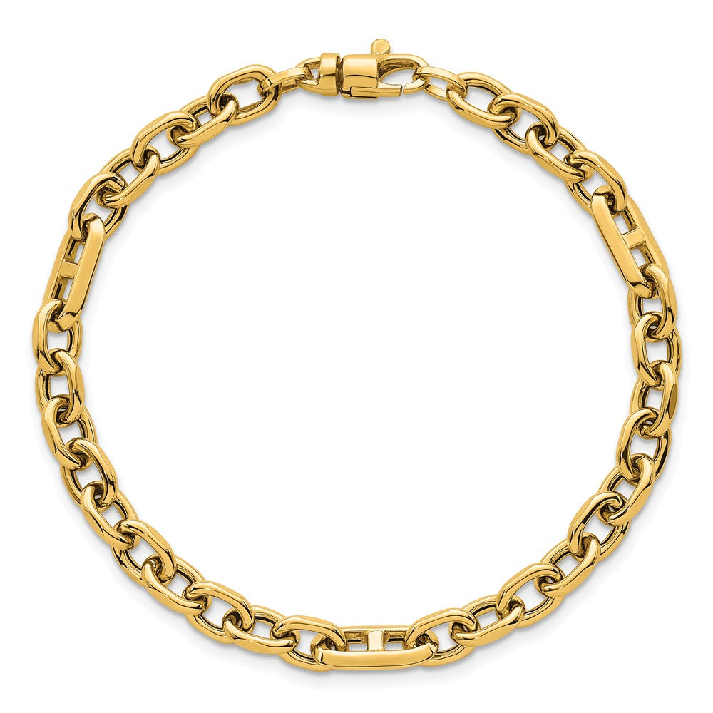 Polished Oval and Anchor Link Bracelet 7.5"