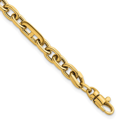 Polished Oval and Anchor Link Bracelet 7.5"