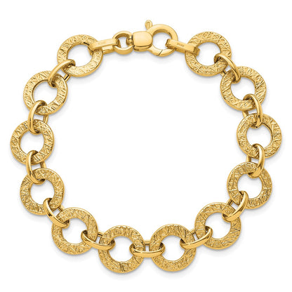 Polished and Textured Fancy Link Bracelet 7" - 12mm
