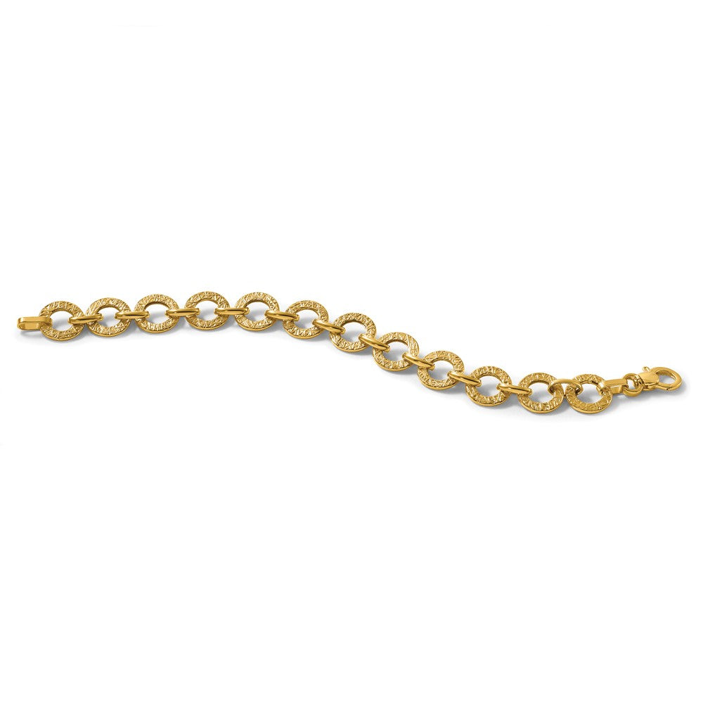 Polished and Textured Fancy Link Bracelet 7" - 12mm