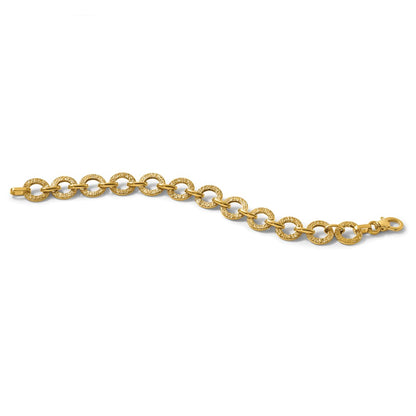 Polished and Textured Fancy Link Bracelet 7" - 12mm