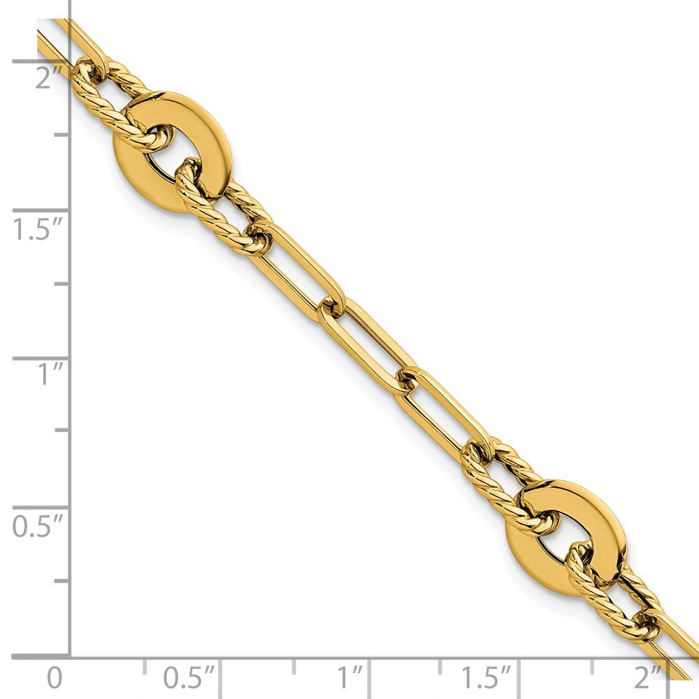 Polished Textured Open Link Bracelet 7.5"