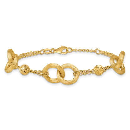 Polished And Brushed Double Loop W/.75in Ext Bracelet