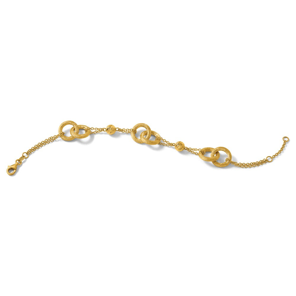 Polished And Brushed Double Loop W/.75in Ext Bracelet