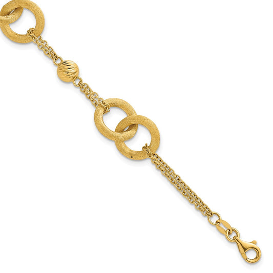 Polished And Brushed Double Loop W/.75in Ext Bracelet