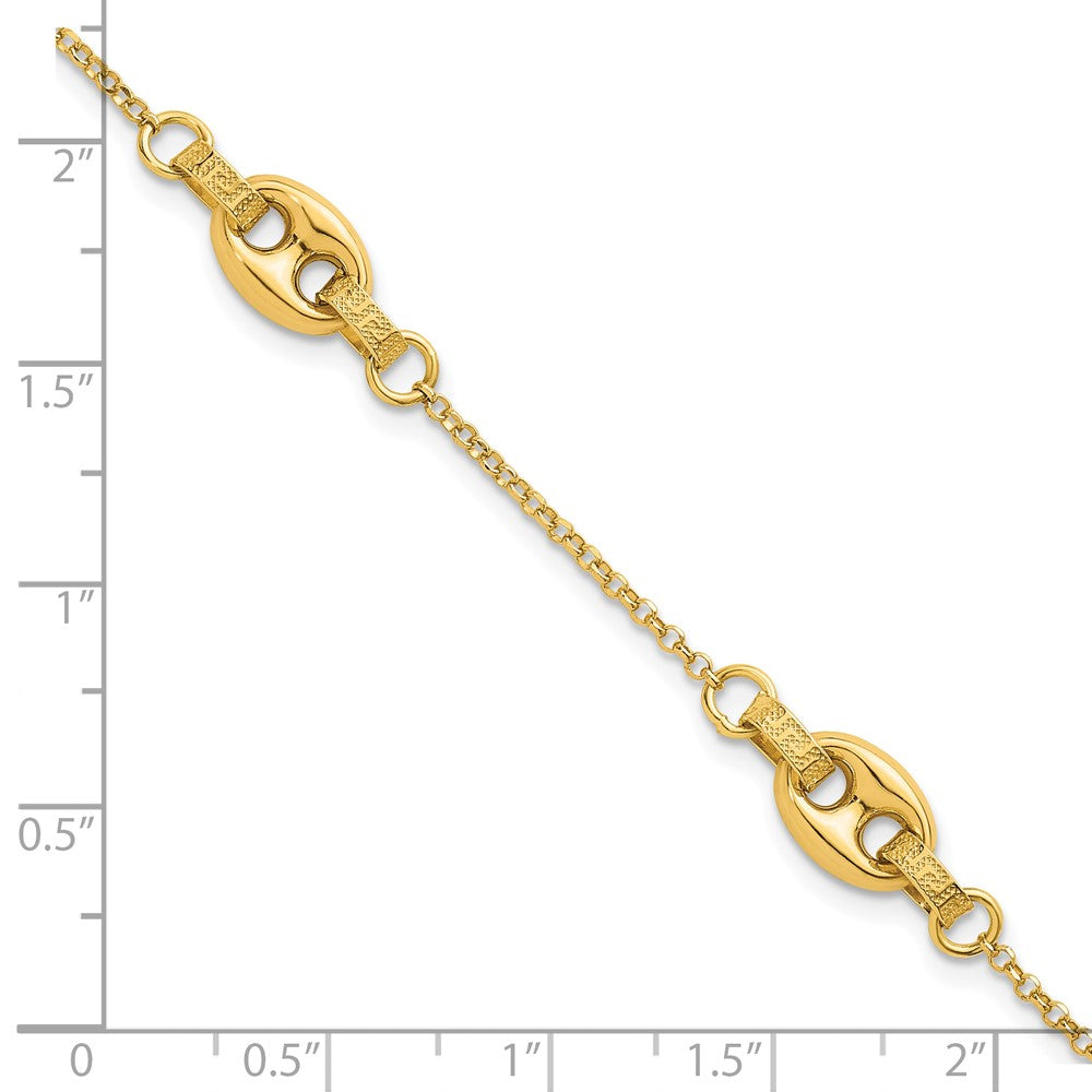 Polished and Textured Greek Key 7.25 w/1in ext. Link Bracelet